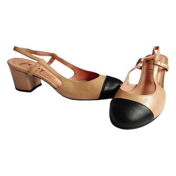 Tuckernuck Shoes - French Sole Beige Baton Heels 7.5